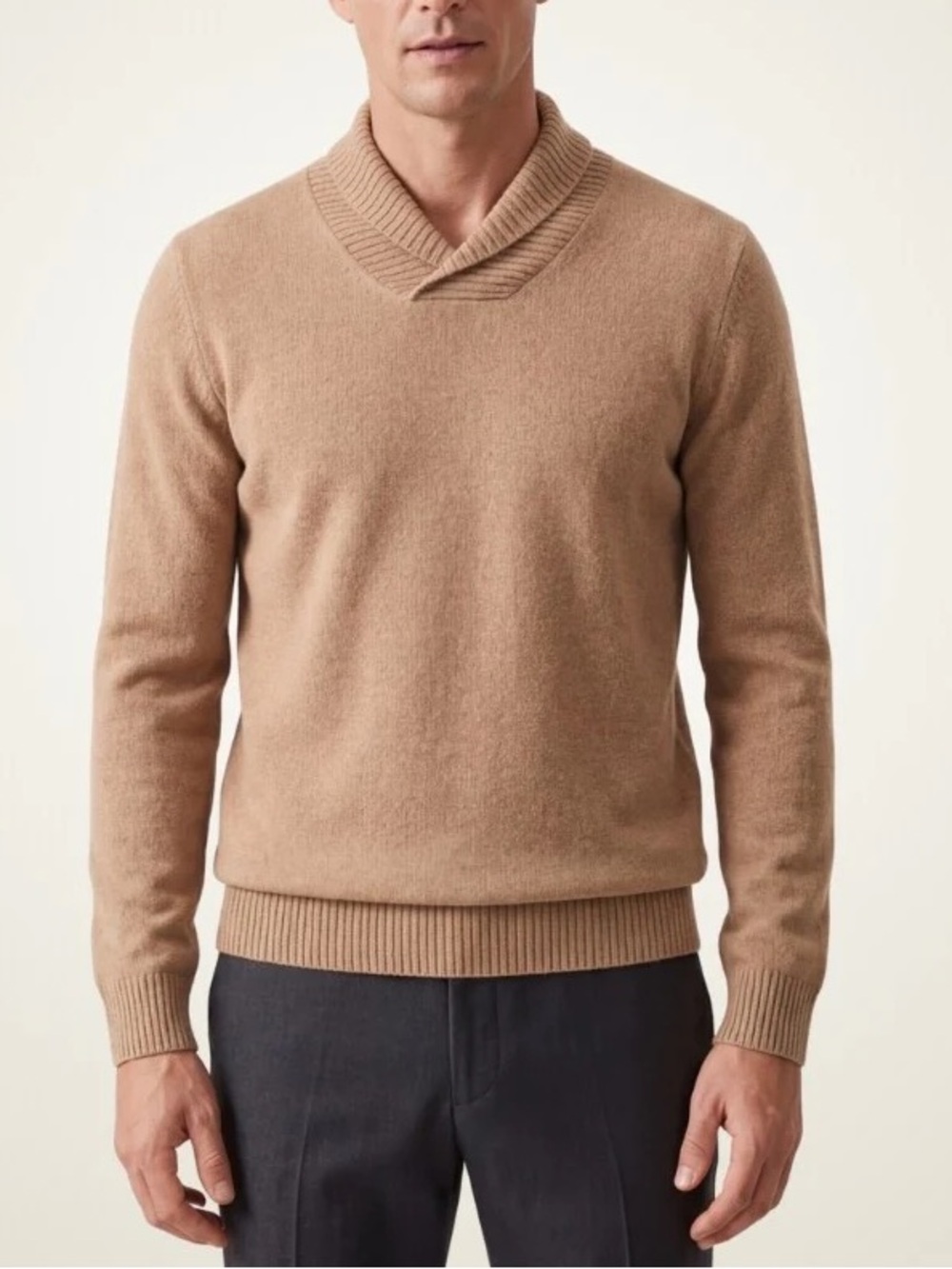 Perry Ellis Tan Turtleneck Sweater Mens Cozy Knit Neutral Minimalist